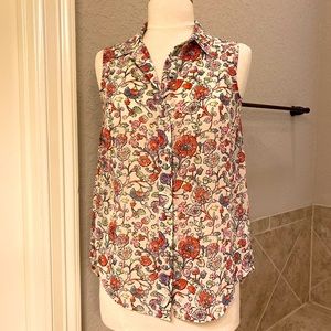 H&M Print Sleeveless Front Button Blouse